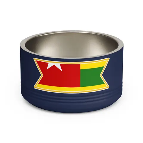 Togo Green Yellow Stripes Pet Bowl — front view