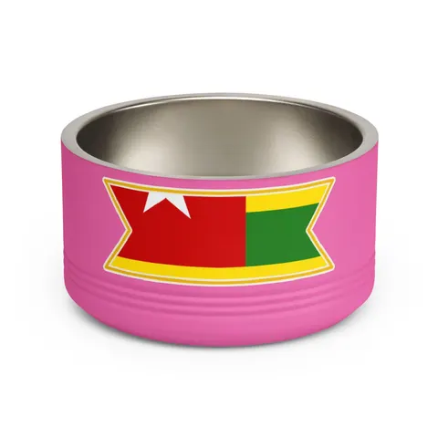 Togo Green Yellow Stripes Pet Bowl — front view