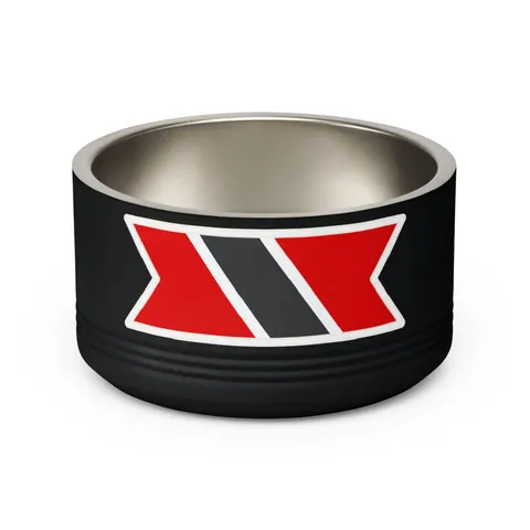 Trinidad & Tobago Diagonal Stripe Pet Bowl — back view
