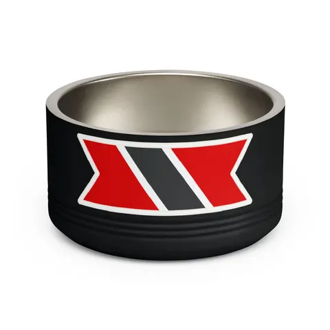 Trinidad & Tobago Diagonal Stripe Pet Bowl — front view