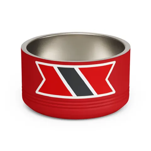 Trinidad & Tobago Diagonal Stripe Pet Bowl — front view
