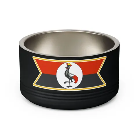 Uganda Black Yellow Red Bands Pet Bowl — back view