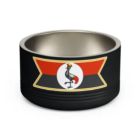 Uganda Black Yellow Red Bands Pet Bowl — front view