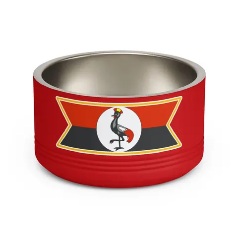 Uganda Black Yellow Red Bands Pet Bowl — front view