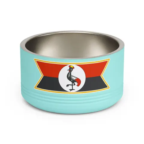 Uganda Black Yellow Red Bands Pet Bowl — front view