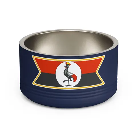 Uganda Black Yellow Red Bands Pet Bowl — front view