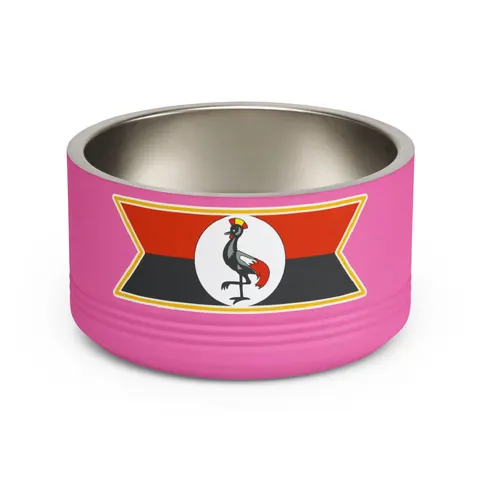 Uganda Black Yellow Red Bands Pet Bowl — front view