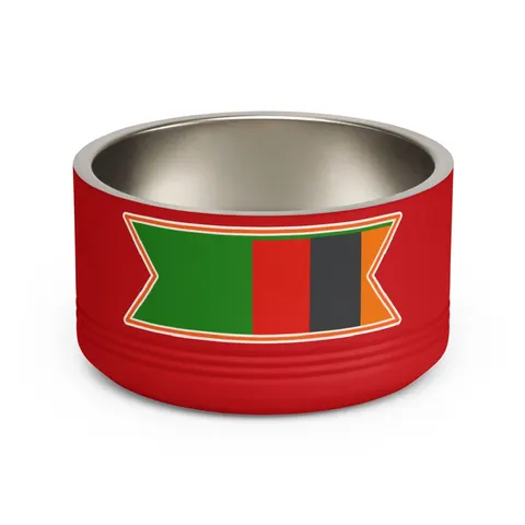 Zambia Green Field & Orange Eagle Pet Bowl — front view