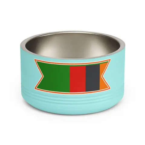 Zambia Green Field & Orange Eagle Pet Bowl — front view