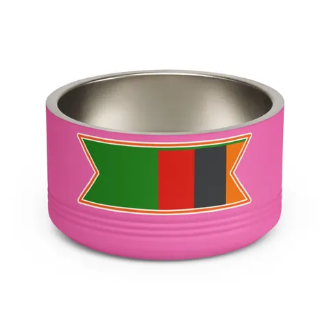 Zambia Green Field & Orange Eagle Pet Bowl — front view