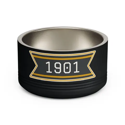 Grambling 1901 Black & Gold Edge Pet Bowl — front view