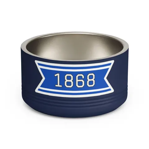 Hampton 1868 Blue & White Wave Pet Bowl — front view