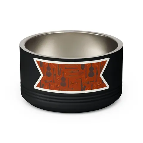 Harlem Jazz Silhouettes Pet Bowl — back view