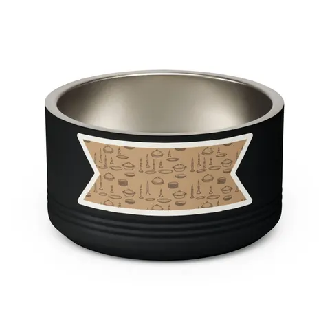 Holiday Family Dinner Icons Pet Bowl — back view