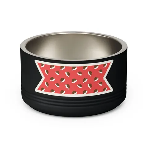 Holiday Brown Santa Hat Icons Pet Bowl — back view