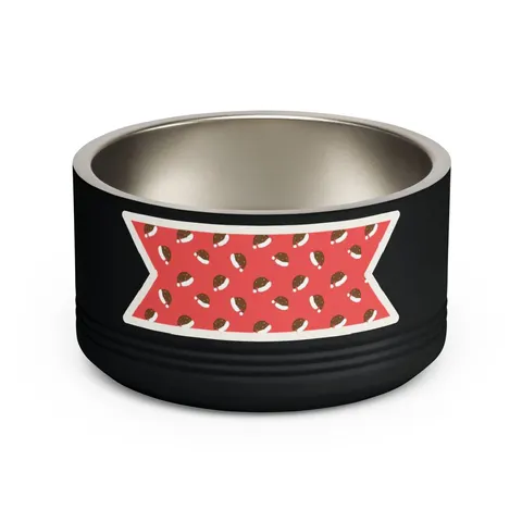 Holiday Brown Santa Hat Icons Pet Bowl — front view