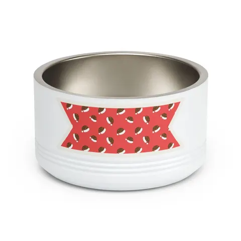 Holiday Brown Santa Hat Icons Pet Bowl — front view
