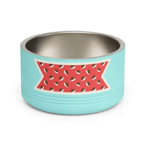 Holiday Brown Santa Hat Icons Pet Bowl — front view