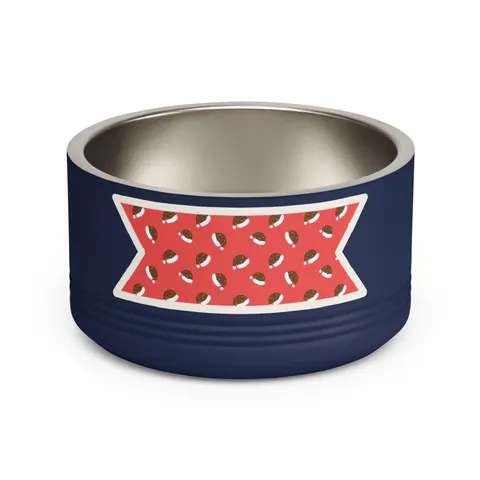 Holiday Brown Santa Hat Icons Pet Bowl — front view