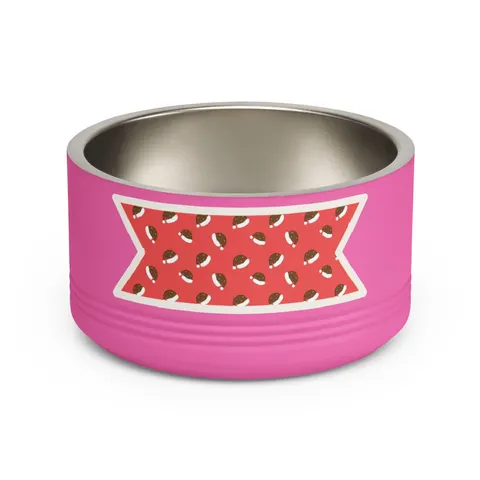 Holiday Brown Santa Hat Icons Pet Bowl — front view