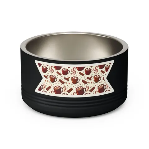 Holiday Hot Cocoa & Marshmallows Pet Bowl — back view