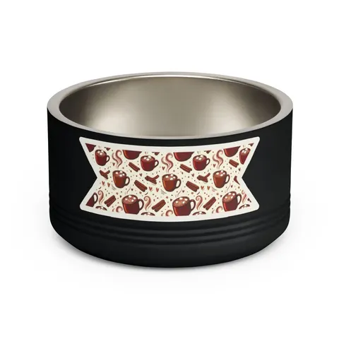 Holiday Hot Cocoa & Marshmallows Pet Bowl — front view