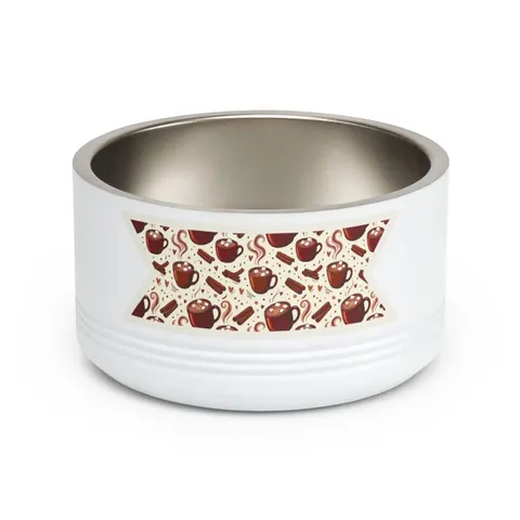 Holiday Hot Cocoa & Marshmallows Pet Bowl — front view