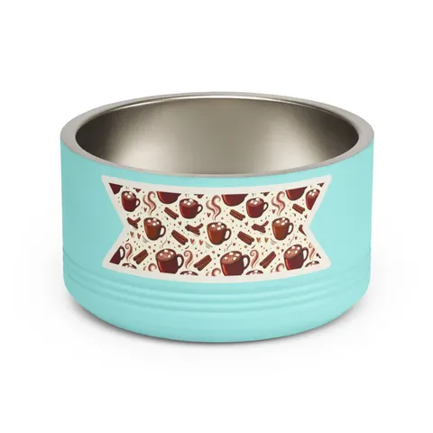Holiday Hot Cocoa & Marshmallows Pet Bowl — front view
