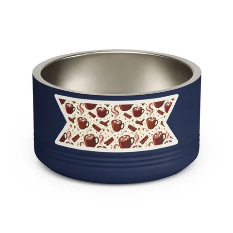 Holiday Hot Cocoa & Marshmallows Pet Bowl — front view