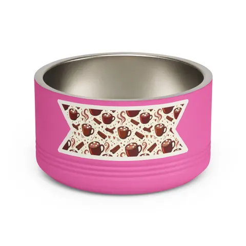 Holiday Hot Cocoa & Marshmallows Pet Bowl — front view