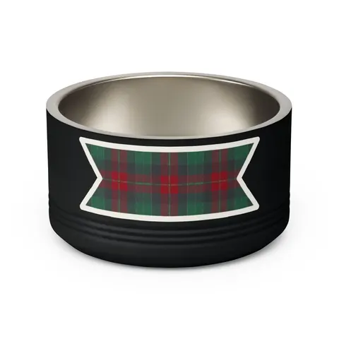 Holiday Fireplace Plaid Pet Bowl — back view