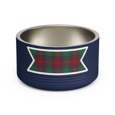 Holiday Fireplace Plaid Pet Bowl — front view