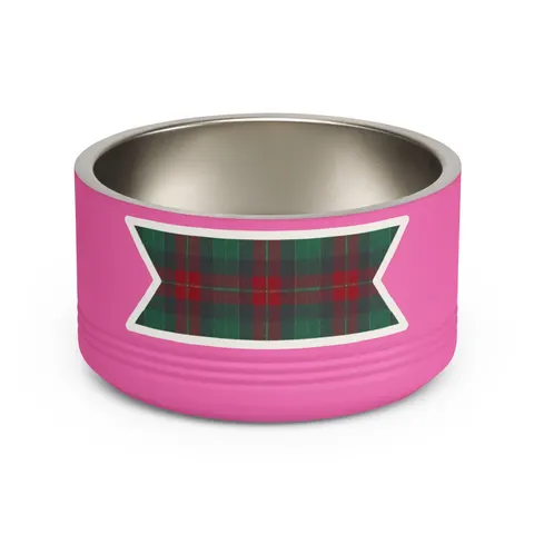Holiday Fireplace Plaid Pet Bowl — front view
