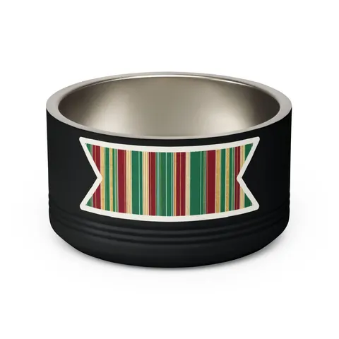 Holiday Gift Wrap Stripes Pet Bowl — back view