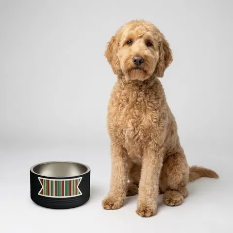 Holiday Gift Wrap Stripes Pet Bowl