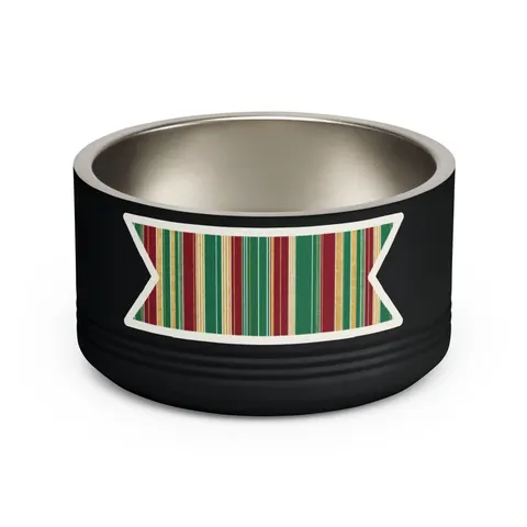 Holiday Gift Wrap Stripes Pet Bowl — front view