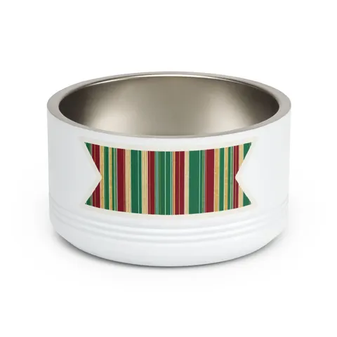 Holiday Gift Wrap Stripes Pet Bowl — front view