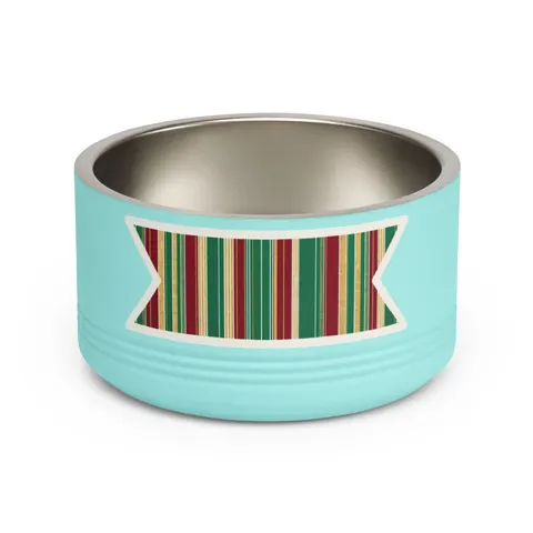 Holiday Gift Wrap Stripes Pet Bowl — front view