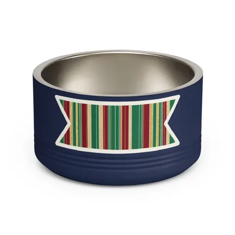 Holiday Gift Wrap Stripes Pet Bowl — front view