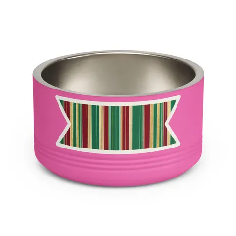 Holiday Gift Wrap Stripes Pet Bowl — front view