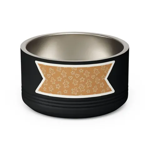 Holiday Gingerbread Cookie Pattern Pet Bowl — back view