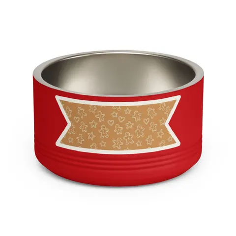 Holiday Gingerbread Cookie Pattern Pet Bowl — front view