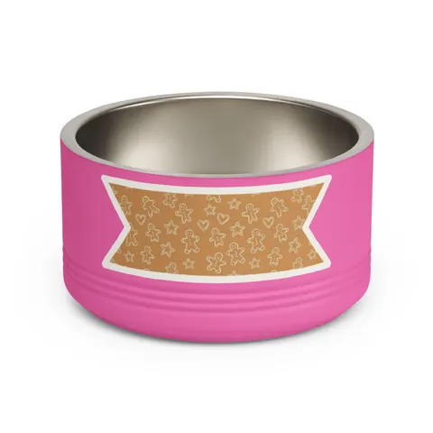 Holiday Gingerbread Cookie Pattern Pet Bowl — front view