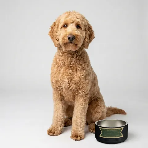 Holiday Green & Gold Knit Pet Bowl