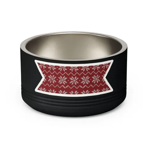 Holiday Red & White Knit Pet Bowl — back view