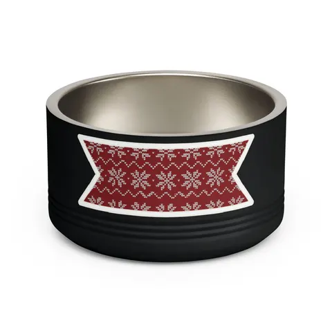 Holiday Red & White Knit Pet Bowl — front view