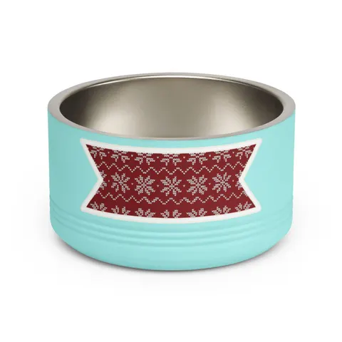 Holiday Red & White Knit Pet Bowl — front view
