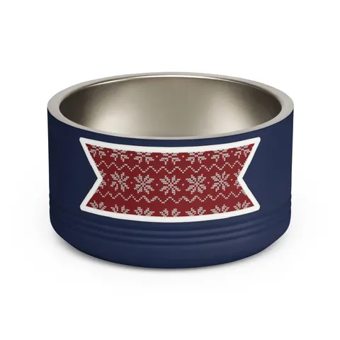 Holiday Red & White Knit Pet Bowl — front view