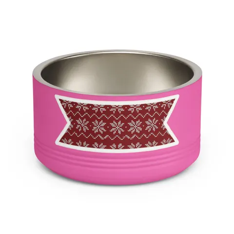 Holiday Red & White Knit Pet Bowl — front view
