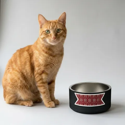 Holiday Red & White Knit Pet Bowl